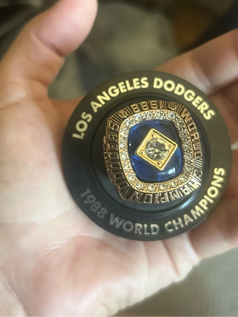 MLB Los Angeles Dodgers Championship Ring Display Puck - Blue & Gold